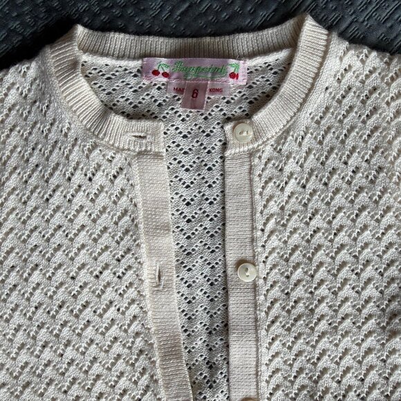 Bonpoint Baby Cardigan 6M – Ivory Pointelle Knit - Picture 3 of 4